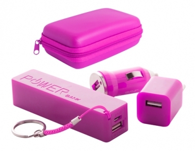 Rebex" USB charger and power bank set-violet