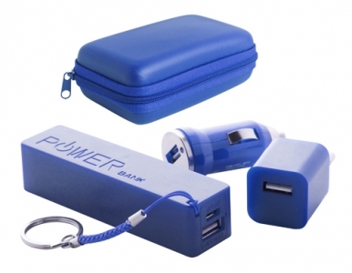 Rebex" USB charger and power bank set-blue