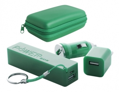 Rebex" USB charger and power bank set-green