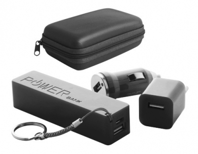Rebex" USB charger and power bank set-black