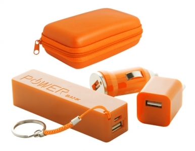 Rebex" USB charger and power bank set-orange