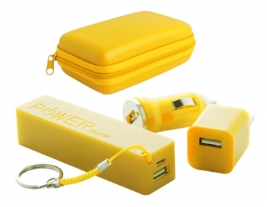 "Rebex" USB charger and power bank set-yellow