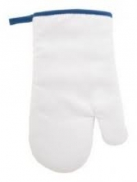 Ръкавица за фурна - печка Силакс бяла със син кант