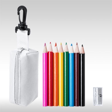 Бял комплект 8 бр. цветни моливи с острилки и несесер AP781272-01