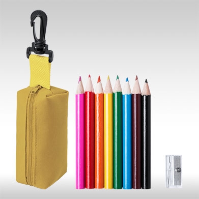 Жълт комплект 8 бр. цветни моливи с острилки и несесер AP781272-02