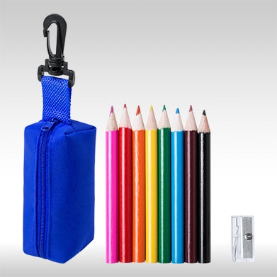 Син комплект 8 бр. цветни моливи с острилки и несесер AP781272-06