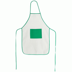 Кухненска престилка APR-02, бяла/зелено