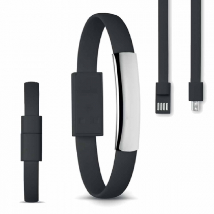 Силиконова гривна с Micro USB черна