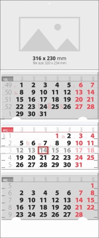 Елит - календар в сиво и червено